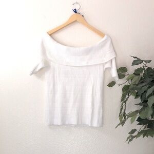 PLUS Lane Bryant White Off Shoulder Sweater